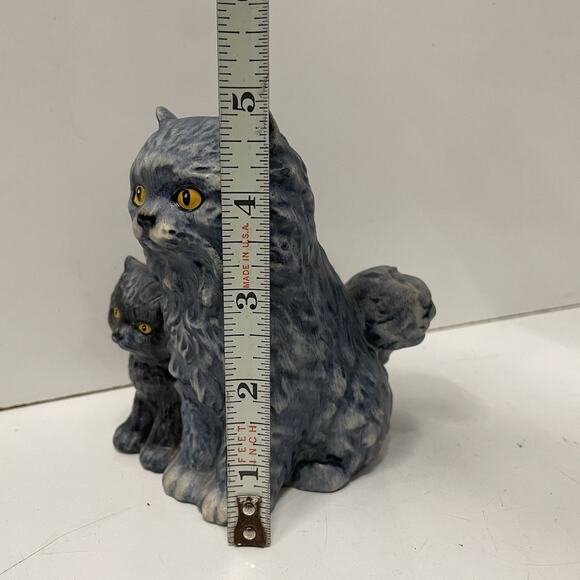 VTG 1975 GOEBEL GREY Black Persian CAT & KITTEN Figurine Kitty Figure Ceramic - Picture 3 of 7